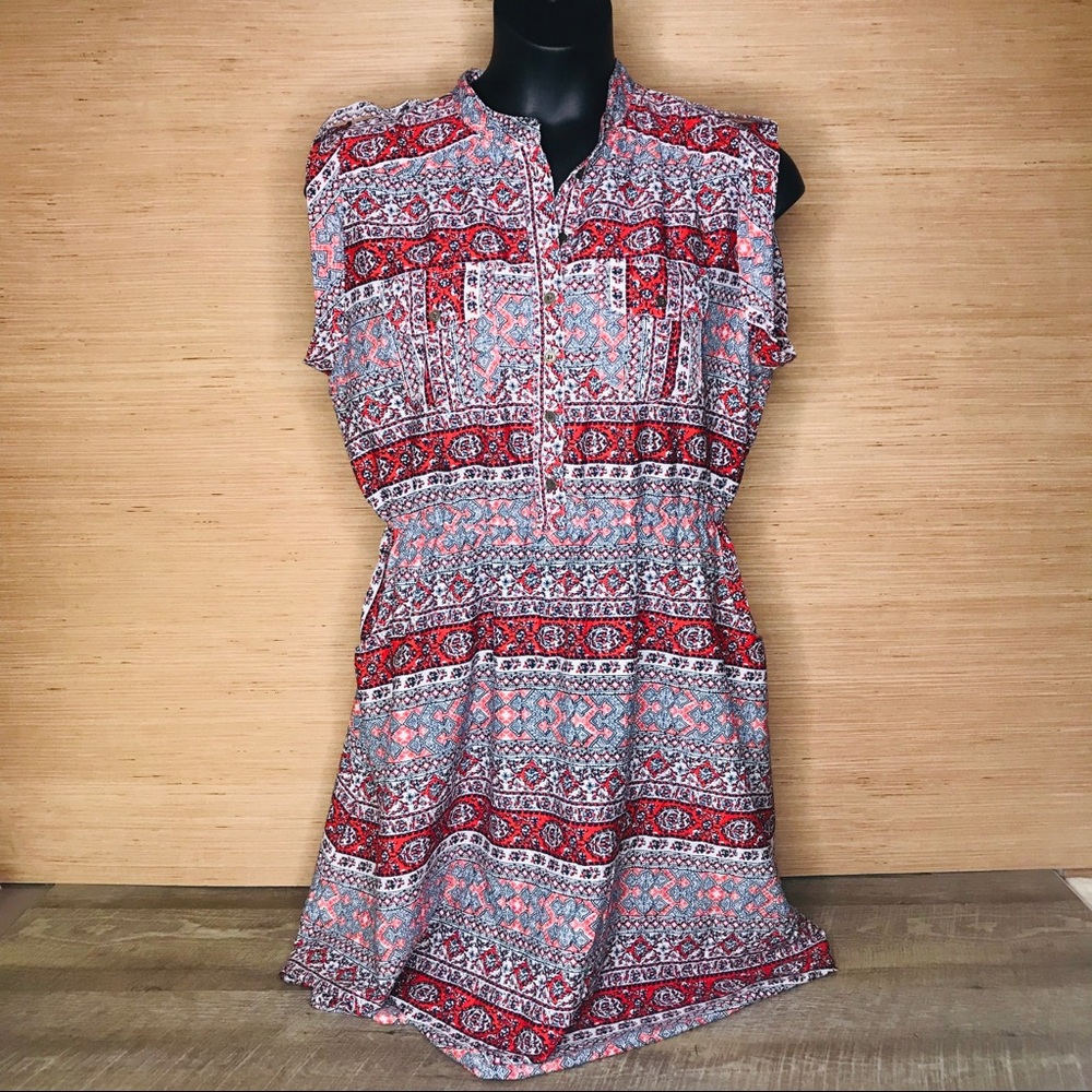 Super Control Print plus size sleeveless dress